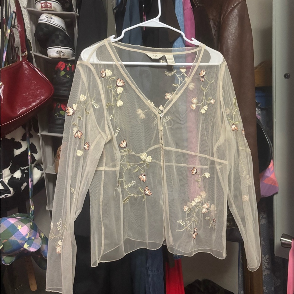 Sheer Floral Embroidered Top